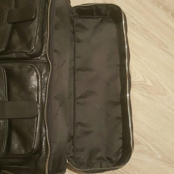 Piquadro Black Leather Duffle Bag Weekender - Picture 4 of 16